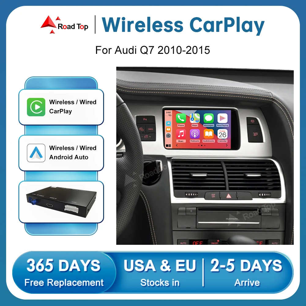 

Wireless Apple CarPlay Android Auto Interface for Audi Q7 2010-2015, with Mirror Link AirPlay Navigation Car Play Functions