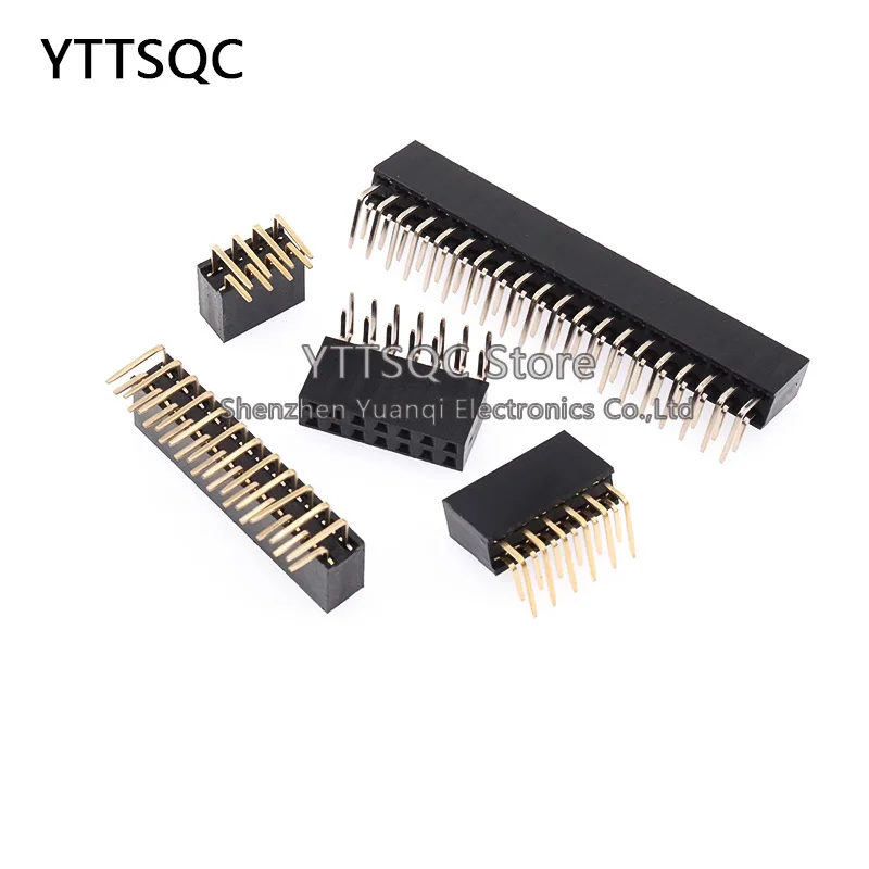 10PCS 2X2/3/4/5/6/7/8/9/10/20/25/30/40P PH8.5mm Double Row Right Angle Female Header 2.54MM PITCH Connector Socket Gold-plated