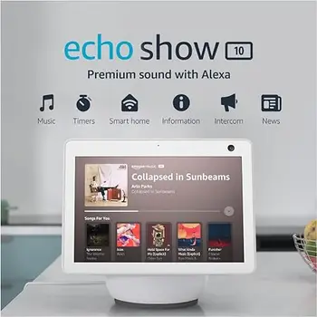 Echo Show HD Smart Display, Premium Sound Motion e Alexa, Glacier White, 10 3rd Gen