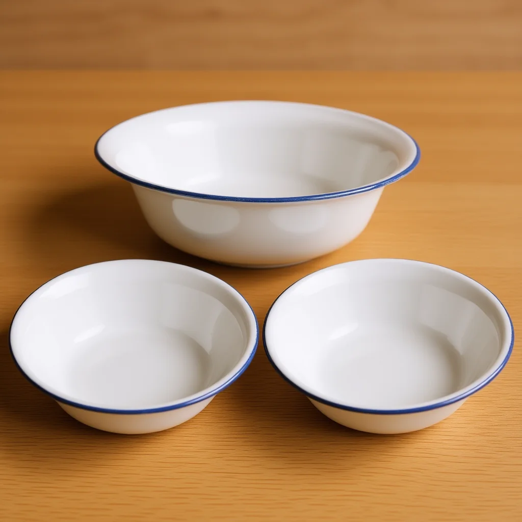 

3Pcs Enamelware Bowl Retro Style Vegetable Fruit Mixing Basin Unbreakable Lightweight for Camping Picnic Outdoor Use