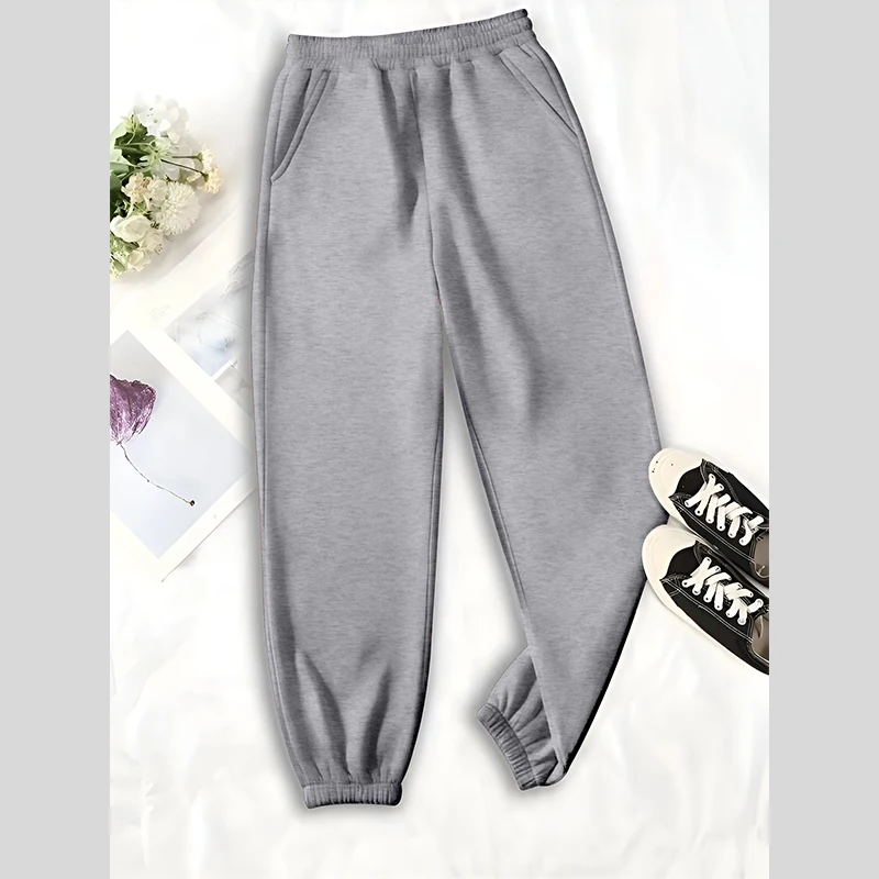 Women's Pants Casual Niners Elastic-waisted Solid Color Pants Fashion All-match Women's Ankle Pants Pockets Female Clothing