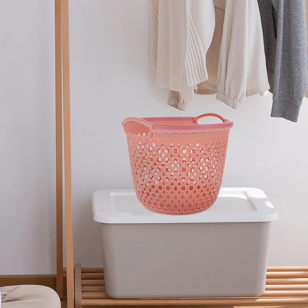 Hamper With Handle Large Capacity Hollow Design Pp Material Clothes Storage For Bedroom Bathroom Room Reusable Laundry Basket