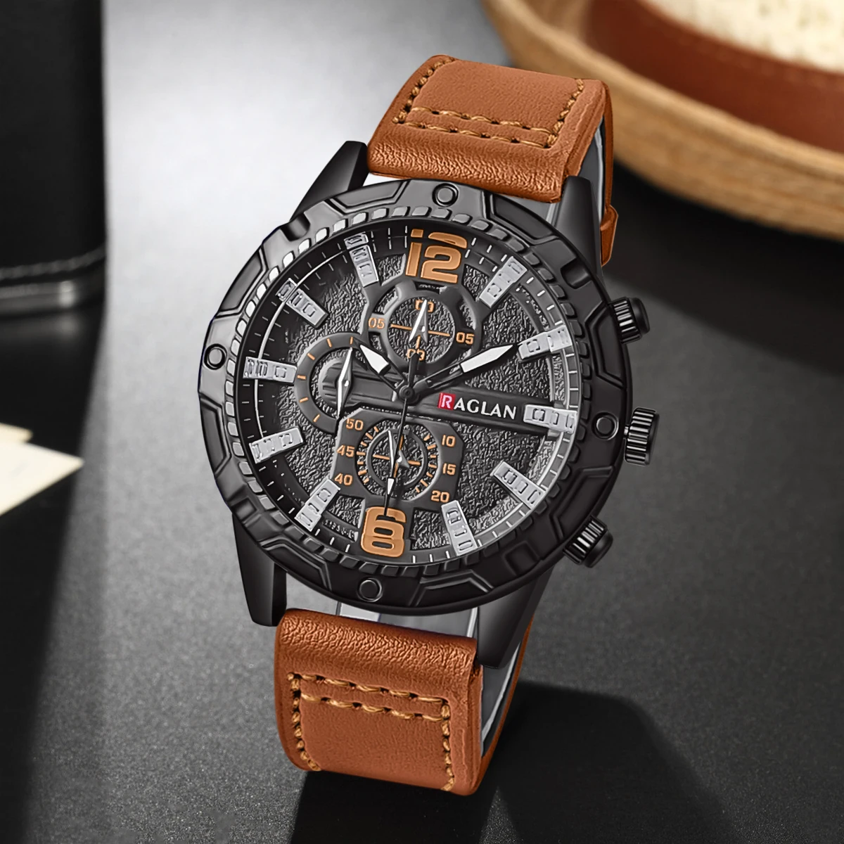 Business Men's Leather Digital Quartz Watch