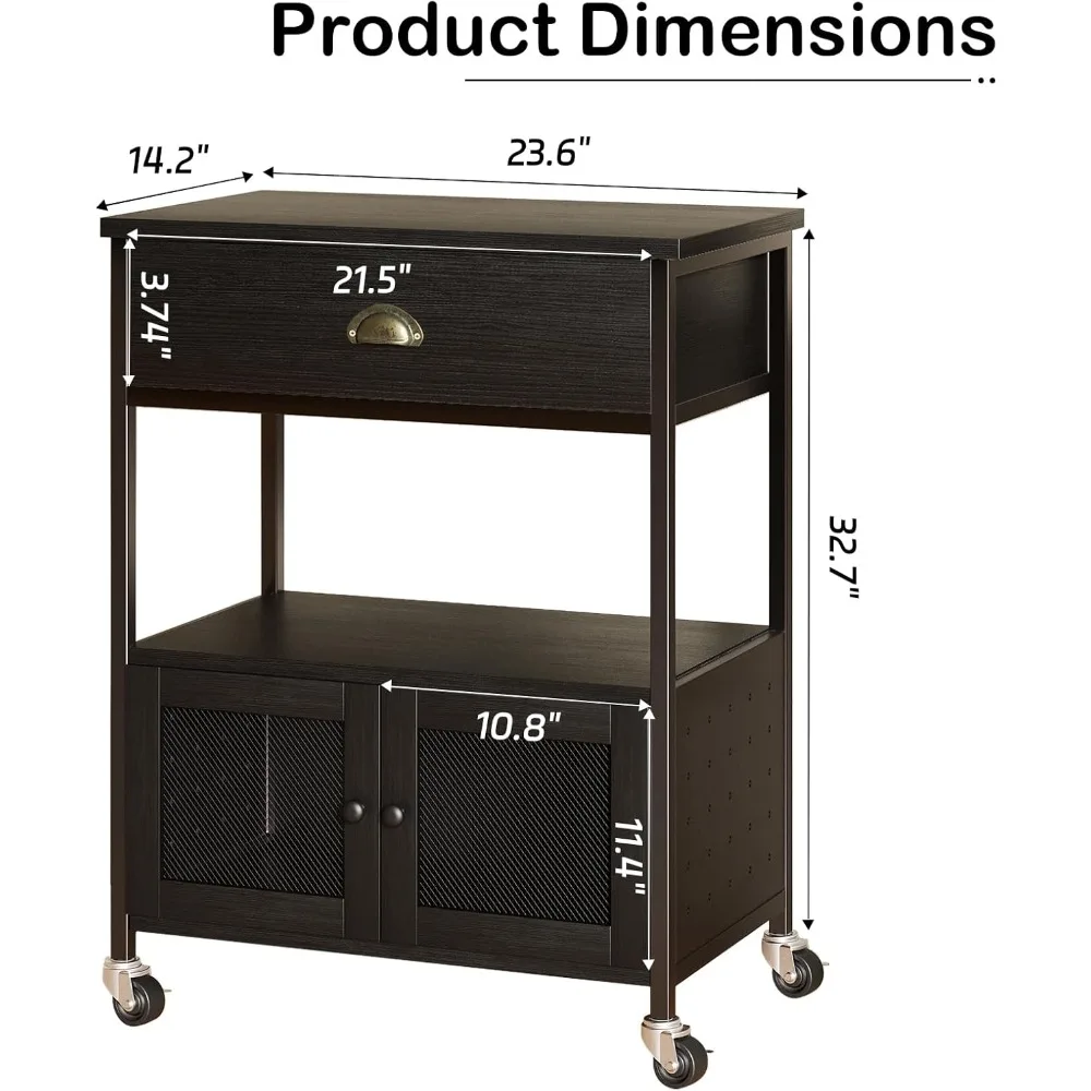 محطة عربة القهوة مع درج تخزين، حامل ميكروويف صغير مع خزانة تخزين، محطة حامل القهوة، جزيرة رولينج #2