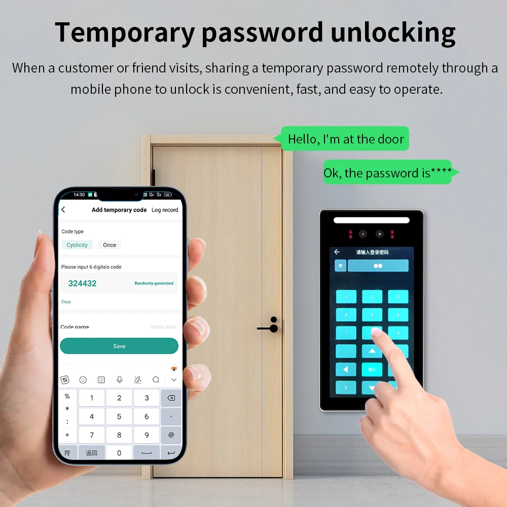 Asia Teco Tuya Smart AI Facial Recognition Access Control System 7 Inch LCD Screen Multilingual APP Remote Control for Safty