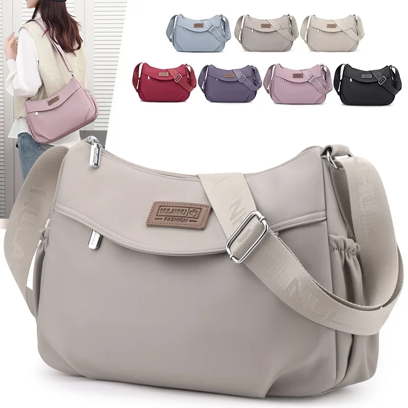 

Повседневная нейлоновая женская сумка через плечо, весна 2025, уличная легкая женская сумка на одно плечо, пастельные цвета, застежка-молния