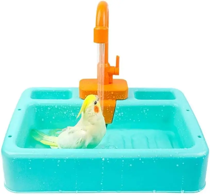 

Bird Bathtub,Parrot Shower Box,Automatic Parakeet Bathtub with Faucet,Bird Bathing Tub Container Cage Accessory or Small Medium