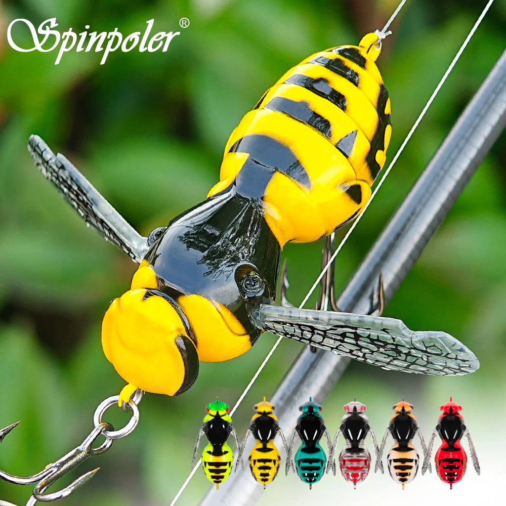 Spinpoler Schwimmender Wespen-Angelköder Insekten-Stil Weiche Gummiflügel Geräuschball-System Künstlicher Harter Köder Raubfisch-Angelzubehör