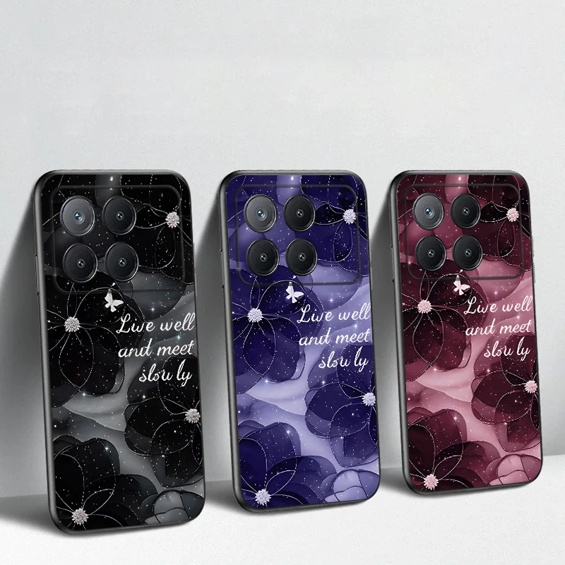 

Gradient Black Rose For Xiaomi Poco X7 M7 Pro 5G M5 X4Pro M4 6 4G C65 75 F6 F5 X6 5 7 X5 F7 Ultra M5S 4Pro 5G soft phone case
