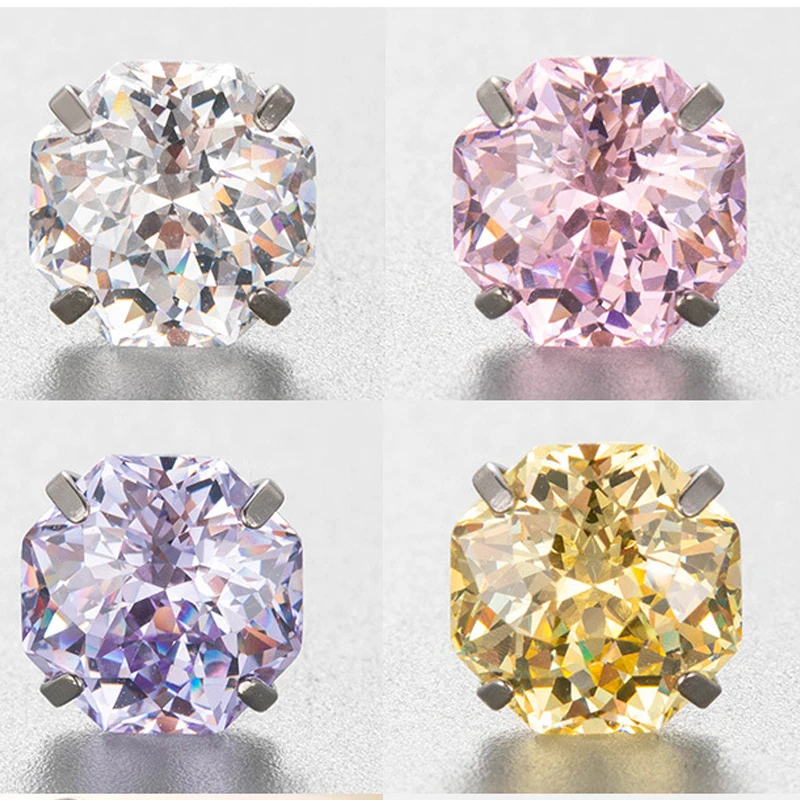 20G Crystal Floral Cubic Zirconia Ear Stud Earrings, Hypoallergenic Titanium Stackable Cartilage Helix Conch Piercing Jewelry