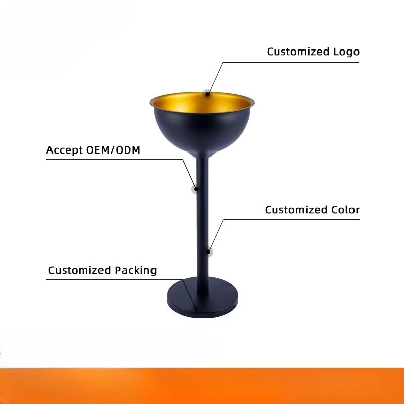 Club Champagne Bar Party Drink Cooler with 12L Stainless Steel High Leg Slant Ice Bucket Bracket Flat Ice Bucket