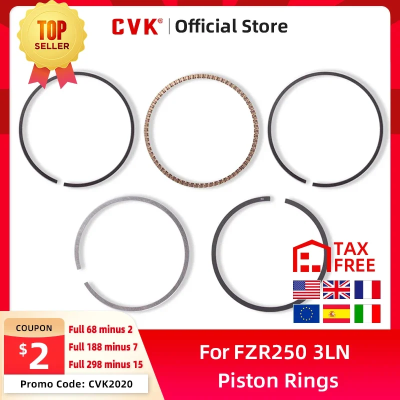 CVK  Engine Cylinder Part STD Bore Size 48mm Piston Rings For Yamaha FZR250 3LN Big Ban Dolphins 250 Crystal Lamp ZEAL250