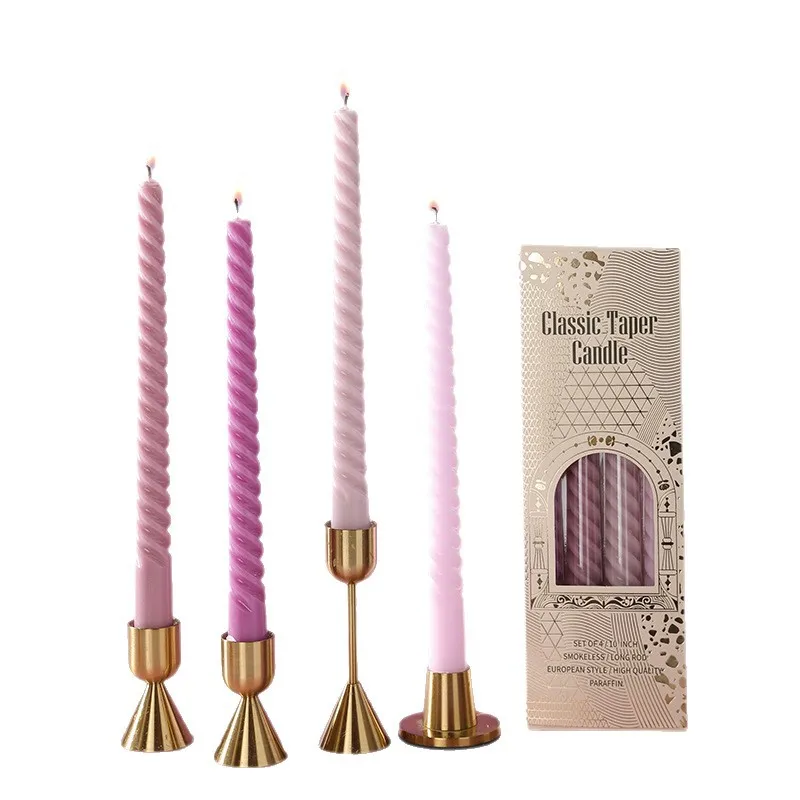 4pc/box 25cm Long Pole Threaded Candle Wedding Banquet Party Festival Decoration Smokeless And Odorless Dinner Pole Wax