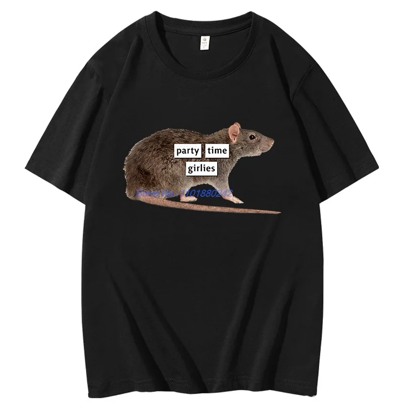 Party Time Girlies Mouse Memes Funny Graphic Tee New Arrival Goods Fashion Tops & T-Shirt Men's Short Sleeve Tee Cotton T-Shirt