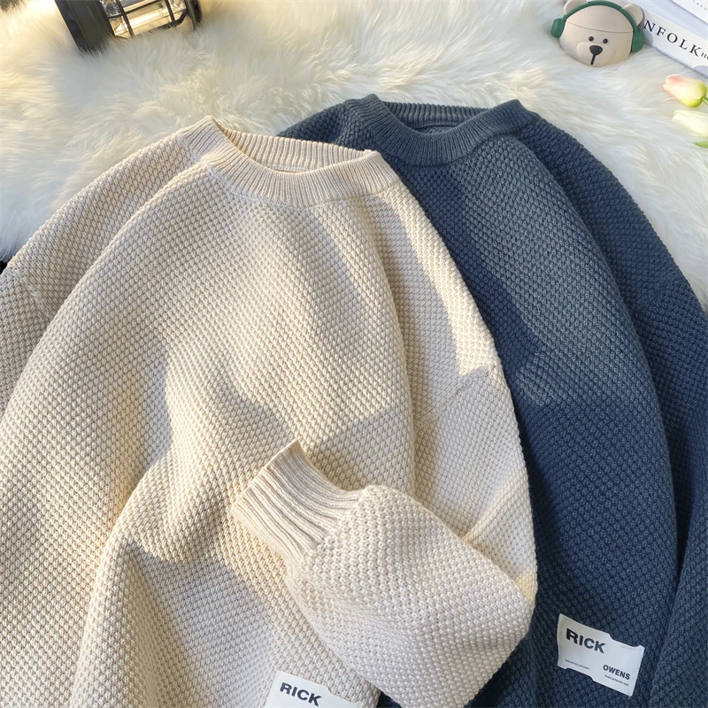 

Loose Long Sve round Ne Knitted Sweater Men's Autumn Winter Faion Simple Lazy Base Layer irt Casual Comfortable Knit...