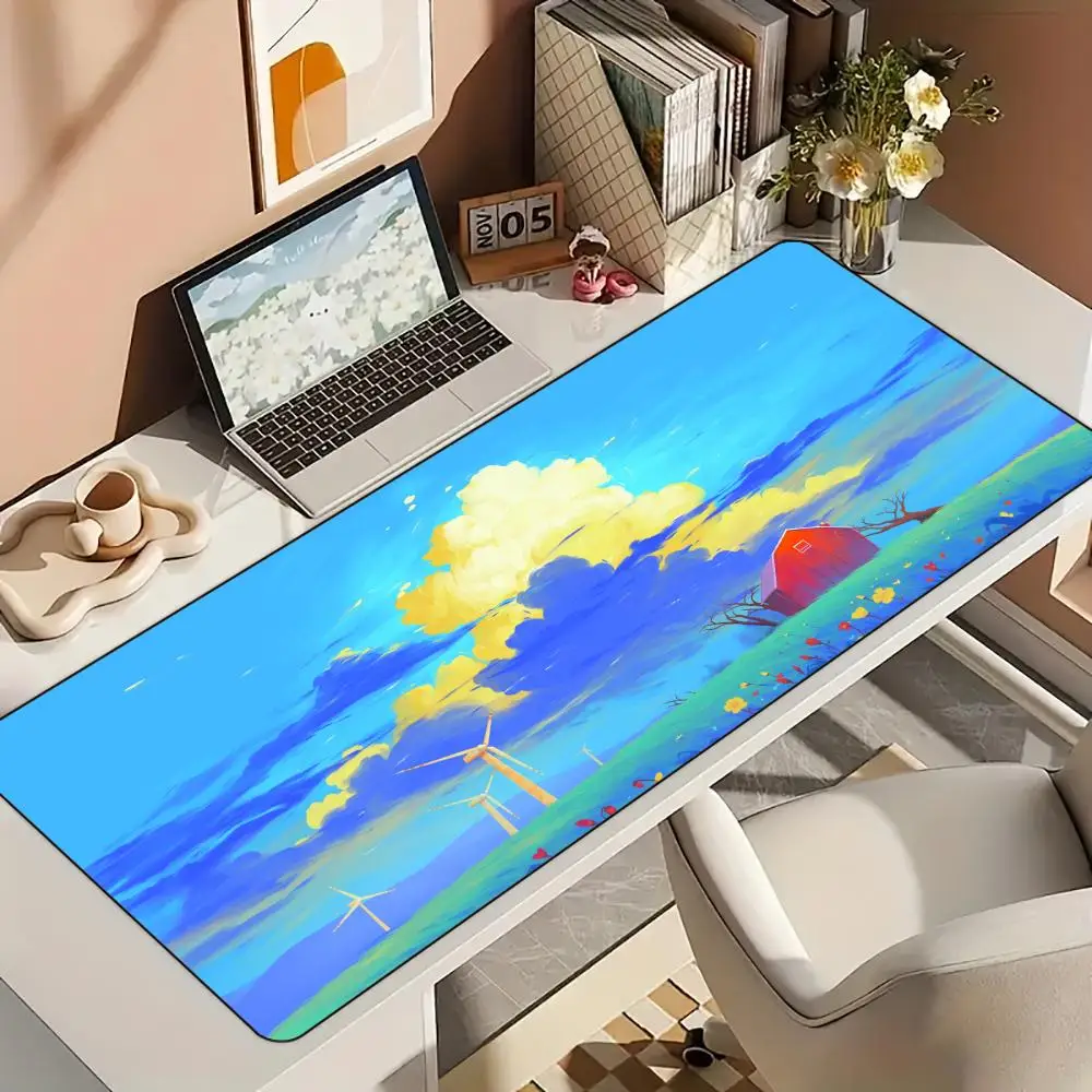 

2D art style illustrations Mouse Pad Desk Mat with Stitched Edge Rubber anti-slip base pc accessories Gaming mat mouse pads rug