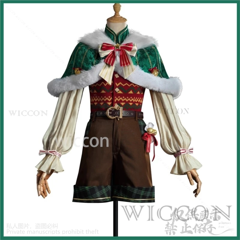 Anime jogo identidade v edgar valden cosplay traje pintor de natal camisolas uniforme peruca chapéu homem mulher terno personalizado