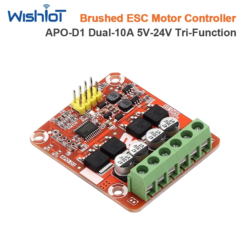 APO-D1 Dual Channel Dual 10A Three Function DC Brushed Motor Electronic Speed Regulator 5V to 24V Dual Drive