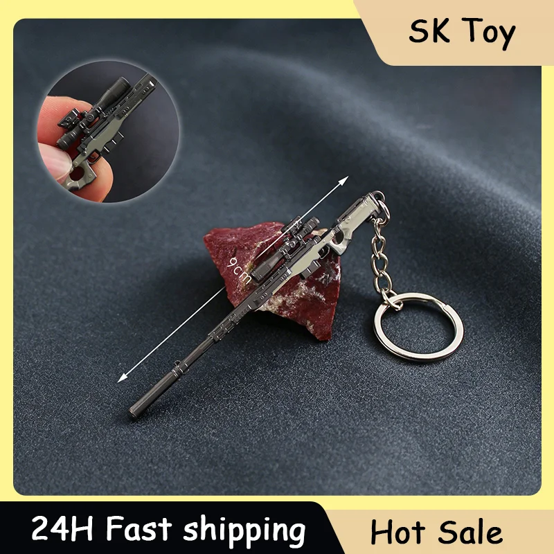 

9cm Delta Force Mini Alloy AWM-Spiritual Eye Sniper Rifle Keychain Game Props Pendant Fashion Accessories Durable KeyRing Gifts