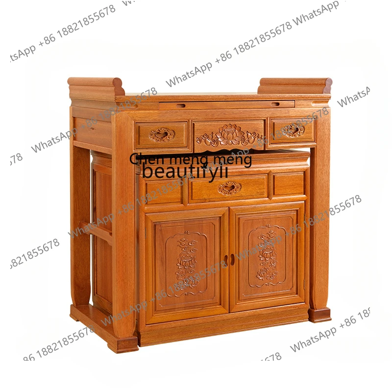 X  Zhongtang Offering Table Solid Wood Household Chinese Buddha Offering Table Incense Modern Simple God of Wealth Offering Tabl