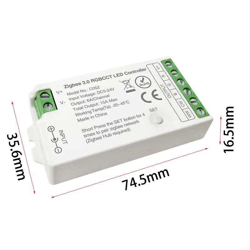 Zigbee 3.0 LED 컨트롤러 DC5V-24V, 단색 CCT, RGB, RGBW, RGBCCT, LED 스트립, 색조 브리지, 투야 게이트웨이, 스마트 음성 제어, 2.4GHz