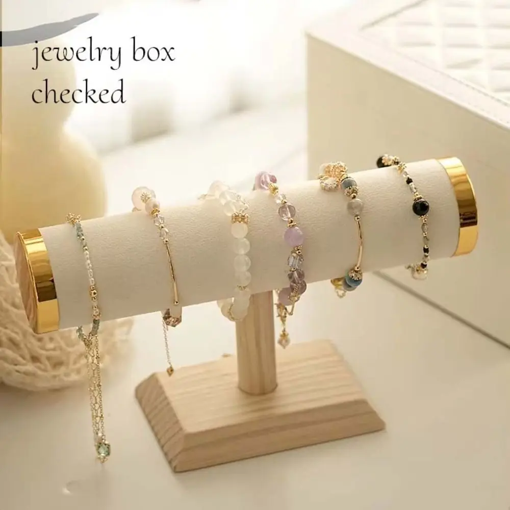 

T-bar Bracelet Display Stand Wooden Hairband Watch Jewelry Rack Holder Gold Color Organizer Rack Jewelry Storage Stand