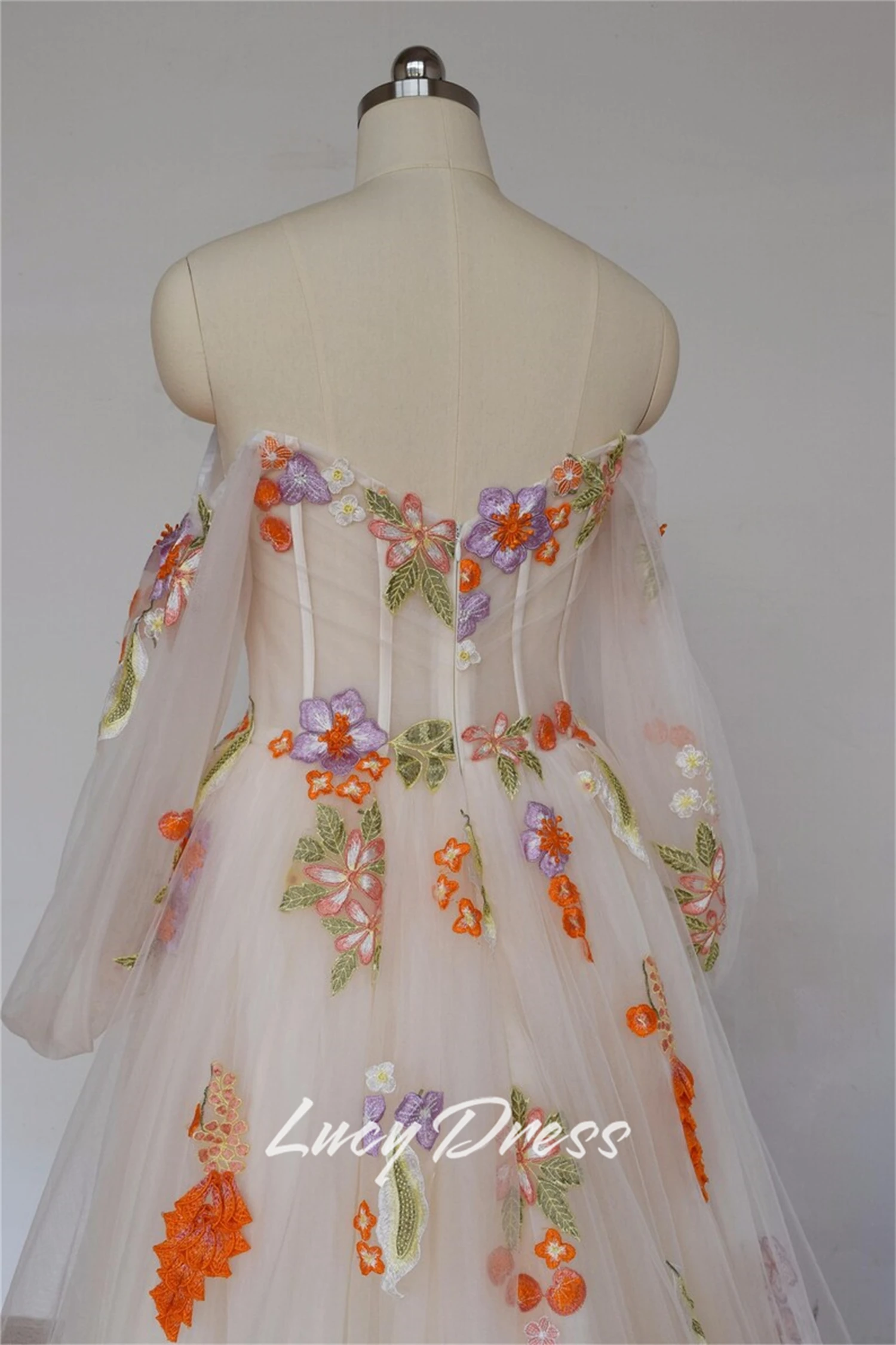 Lucy robe de mariée personnalisée robe de soirée pour robes d'invité de mariage femme robes de bal fleur tissu robe de bal robes de mariée