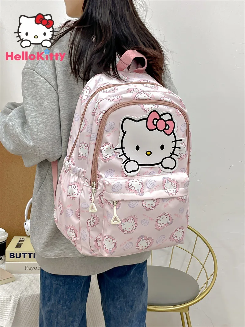 Sanrioed Cinnamoroll Kuromi Hello Kitty อะนิเมะ My Melody กระเป๋าโรงเรียนน่ารักกระเป๋าสะพายไหล่การ์ตูนของขวัญวันเกิดสำหรับเพื่อน