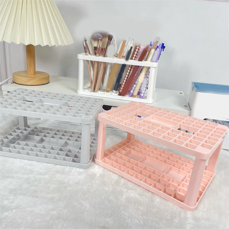 Large Capacity Makeup Brush Storage Holder Stand Organizer Rack Multi Hole Pen Insert Brush Holder Plastic Brush Storage Tube image 2