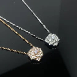 New European and American s925 Camellia Full Diamond Necklace Fashion Trend Light Luxury Valentine's Day Couple Gift