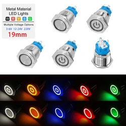 19mm Copper Shell Push Button Switch Waterproof Metal Button Switch LED Light Momentary Latching Car Engine Power Switch