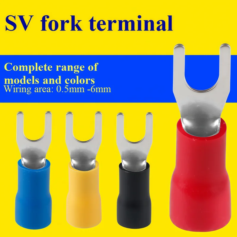 SV1.25/2/3/5 cold crimping terminal, crimp nose, fork type, pre-insulated terminal, Y-shaped U-wire crimp nose, wire lug termina