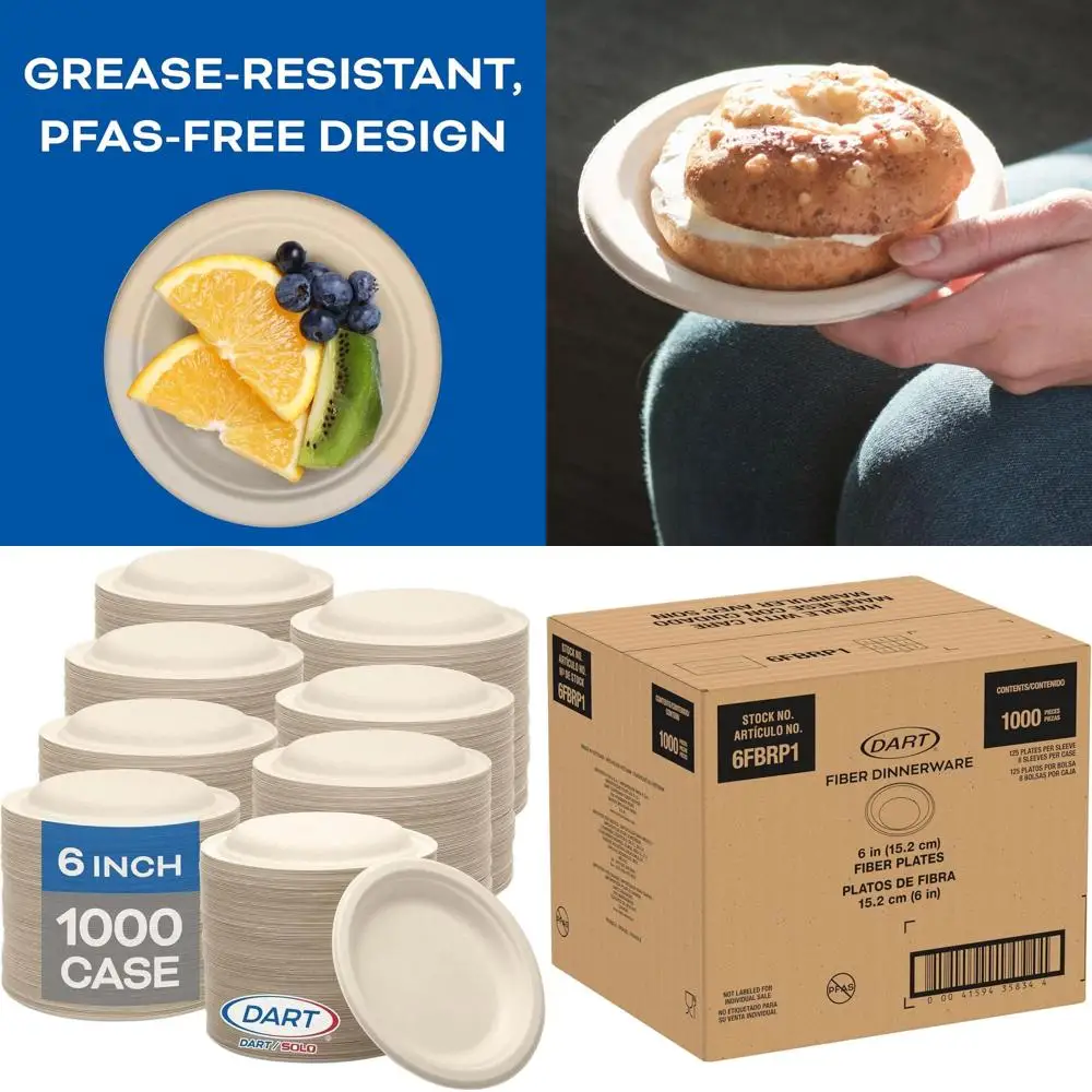 

Экологичная биоразлагаемая посуда для ужина, диаметр 6 дюймов, натуральная, 1000 штук в коробке