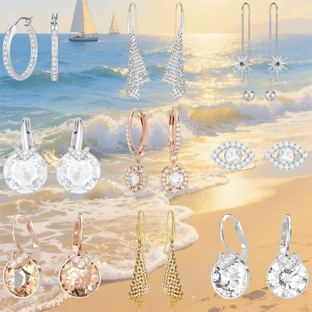 

New gemstone swa earrings, earrings, fashionable and high-end design, suitable for daily wear and gift giving