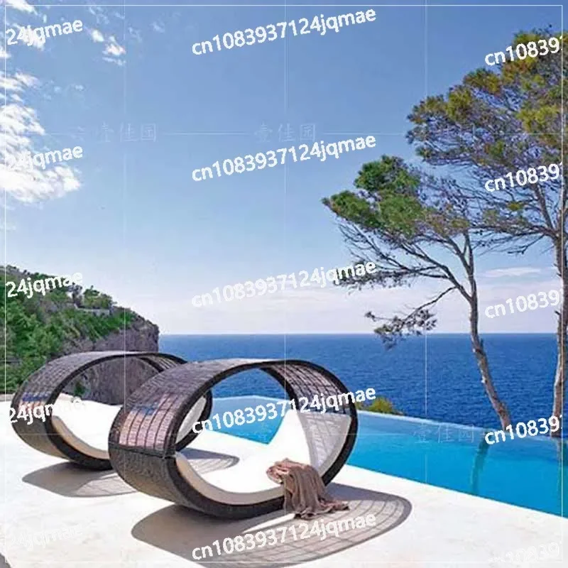 Yijiayuan Outdoor Bed Courtyard Round Bed, Open-air Balcony Swimming Pool Lazy Outdoor Sofa Bed, Beach Lounger