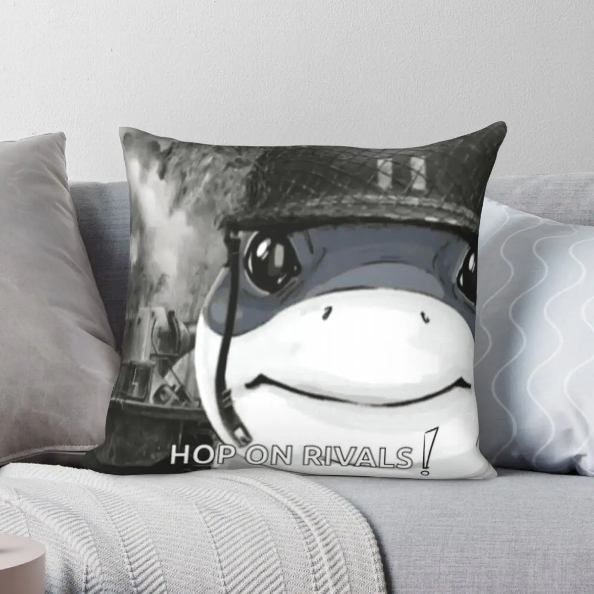 Jeff The Land Shark Hop On Rivals Square Pillowcase Polyester Linen Velvet Printed Decorative Pillow Home Cover Wholesale 45x45
