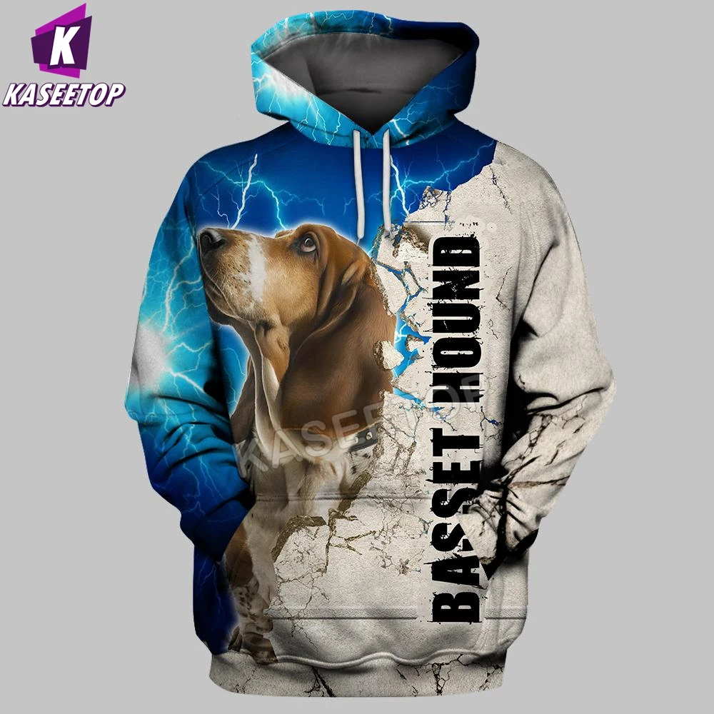 Basset Hound Dog 3D Printed Hoodie Soldier Camo Autumn Pullover Sweatshirt Tracksuit 3D Print Men/Women Casual Zipper Hooded