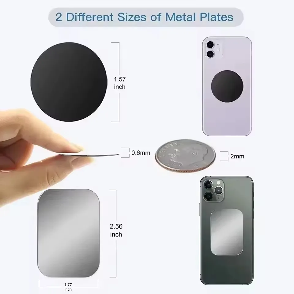 5/10pcs Magnetic Metal Plate Disk Car Phone Holder Stickers Magnetic Patch Sticker for Tablet Mobile Phone Car Stand Mount view 3