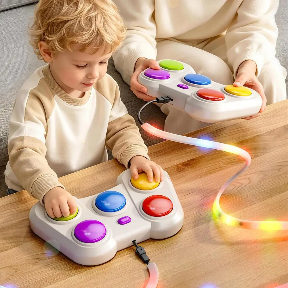 Electronic Music Rhythm Puzzle Game Machine Montessori Flash Mult-Color Light Belt Educational Sensory Fast Push Table Game Gift