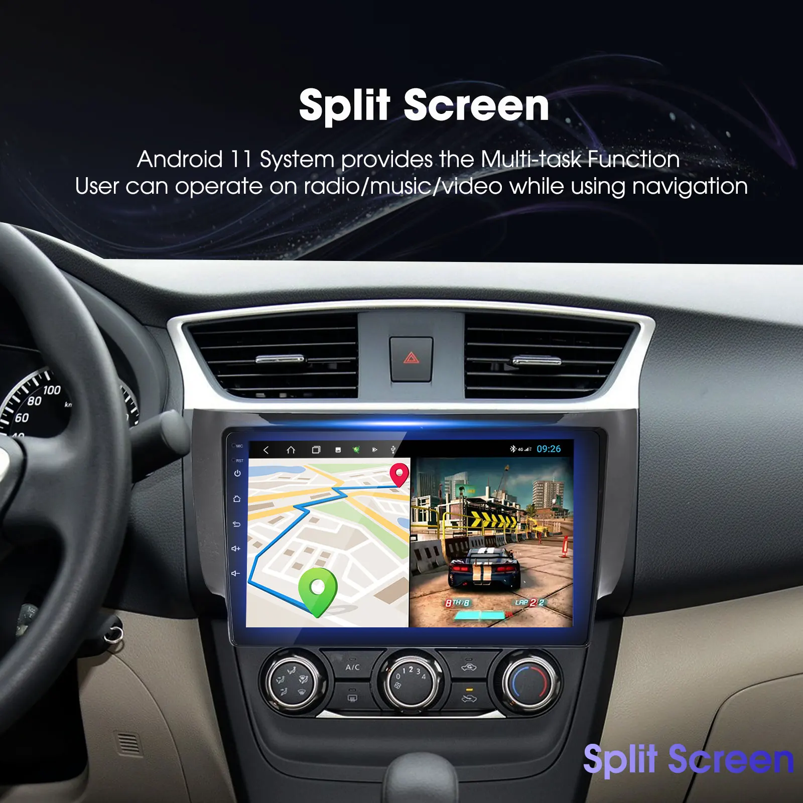 راديو Carplay Android لـ 2013-2017 راديو Nissan Sentra مع Carplay اللاسلكي Android Auto، 2G RAM 32G ROM ستيريو سيارة أندرويد #4