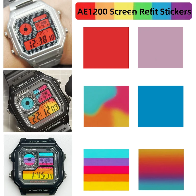 AE1200 screen color changing sticker for Casio 3299 AE-1200 AE1300 DIY ins style screen color HD film sticker modifiy accessorie