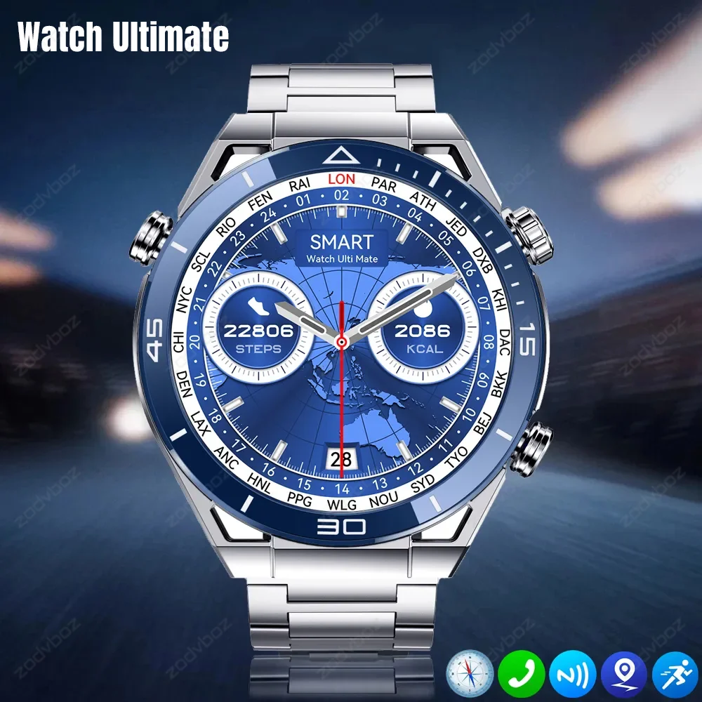 

2023 New Hi-Fi Voice Calling Smartwatch Compass GPS Tracking Sport Bracelet Fitness For Huawei Watches Ultimate Smart Watch Men