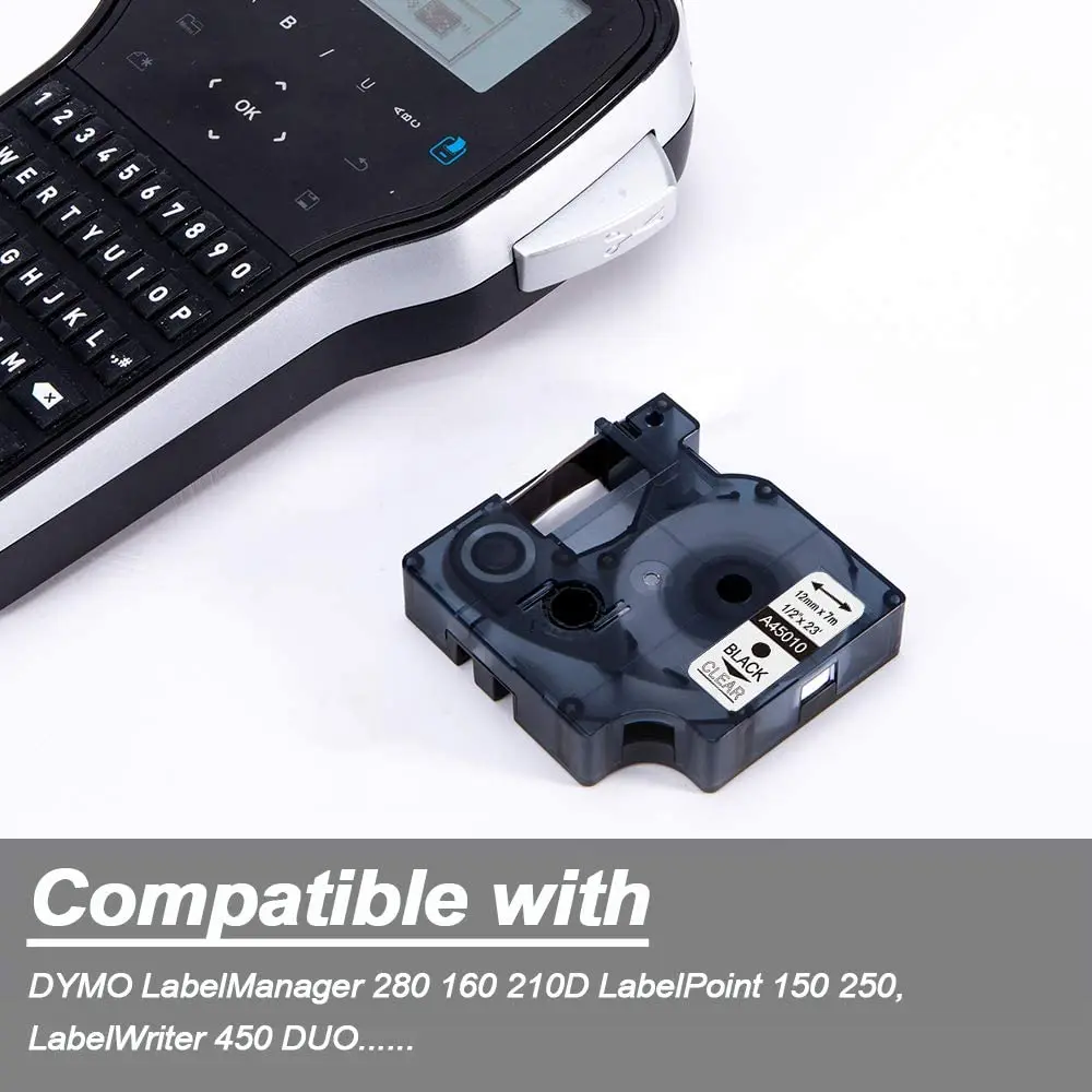 Aken 45013 45010 Compatible Dymo D1 Label Tape 12mm 45018 40918 for Dymo LabelManager Maker 160 280 210 260P Label Printer