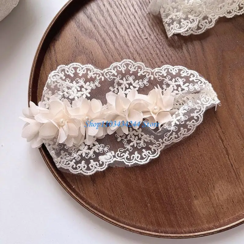 

Retro Pastoral Lace Baby Headdress Adjustable Elastic For Infant Girls Soft Breathable Polyester Hair Accessory