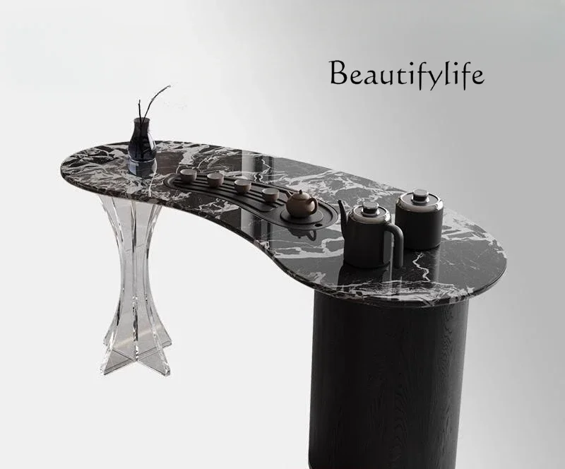 

Итальянский минималистичный черный роскошный каменный чайный столик, домашний, в стиле легкой роскоши, для балкона, мраморный чайный столик с комбинацией стульев X