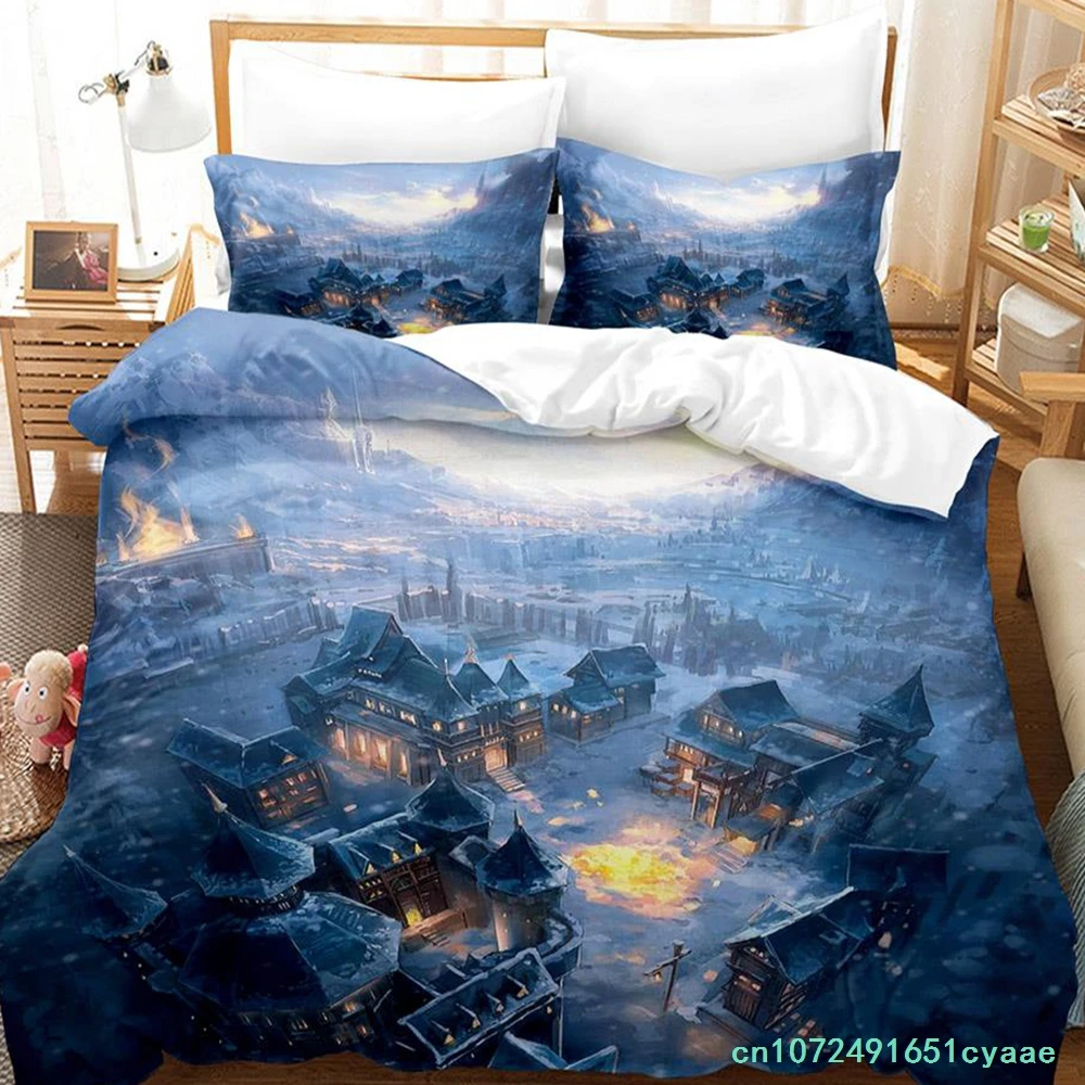 Cool Fantasy City Bedding Set Single Twin Full Queen King Size Bed Set Aldult Kid Bedroom Duvetcover Sets Anime Bed Letti