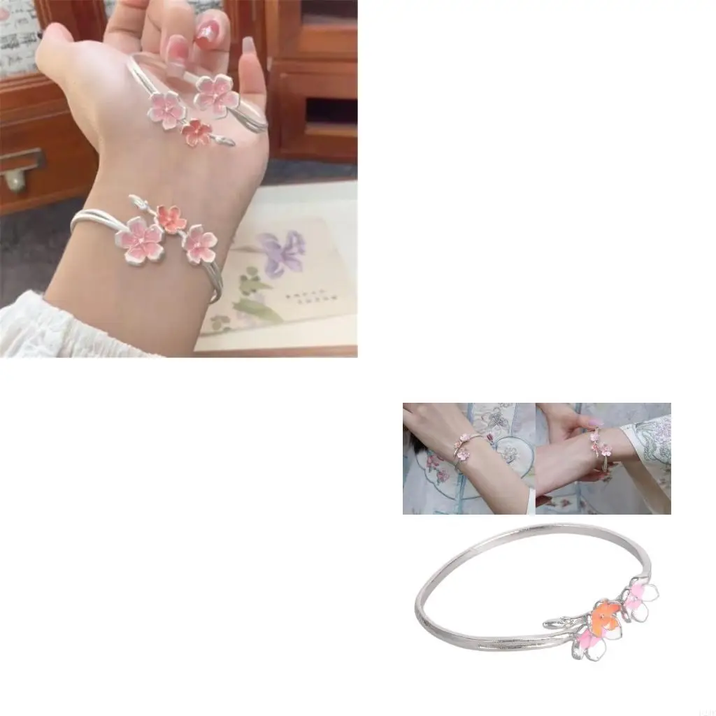 Художественный-Браслет-с-цветком-персика-Легкость-Браслет-Бижутерия-На-каждый-день-Винтажная-коллекция-Современный-дизайн-на
