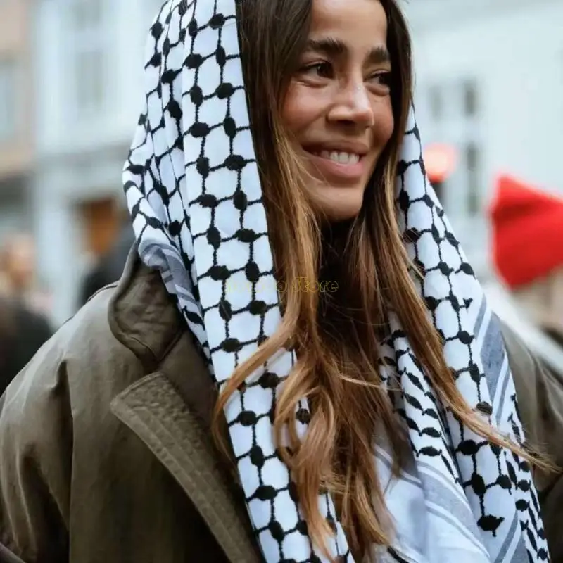 

31BF Keffiyeh Scarf Head Scarf Shemagh Scarf Arabian Kerchief Traditional Headwrap