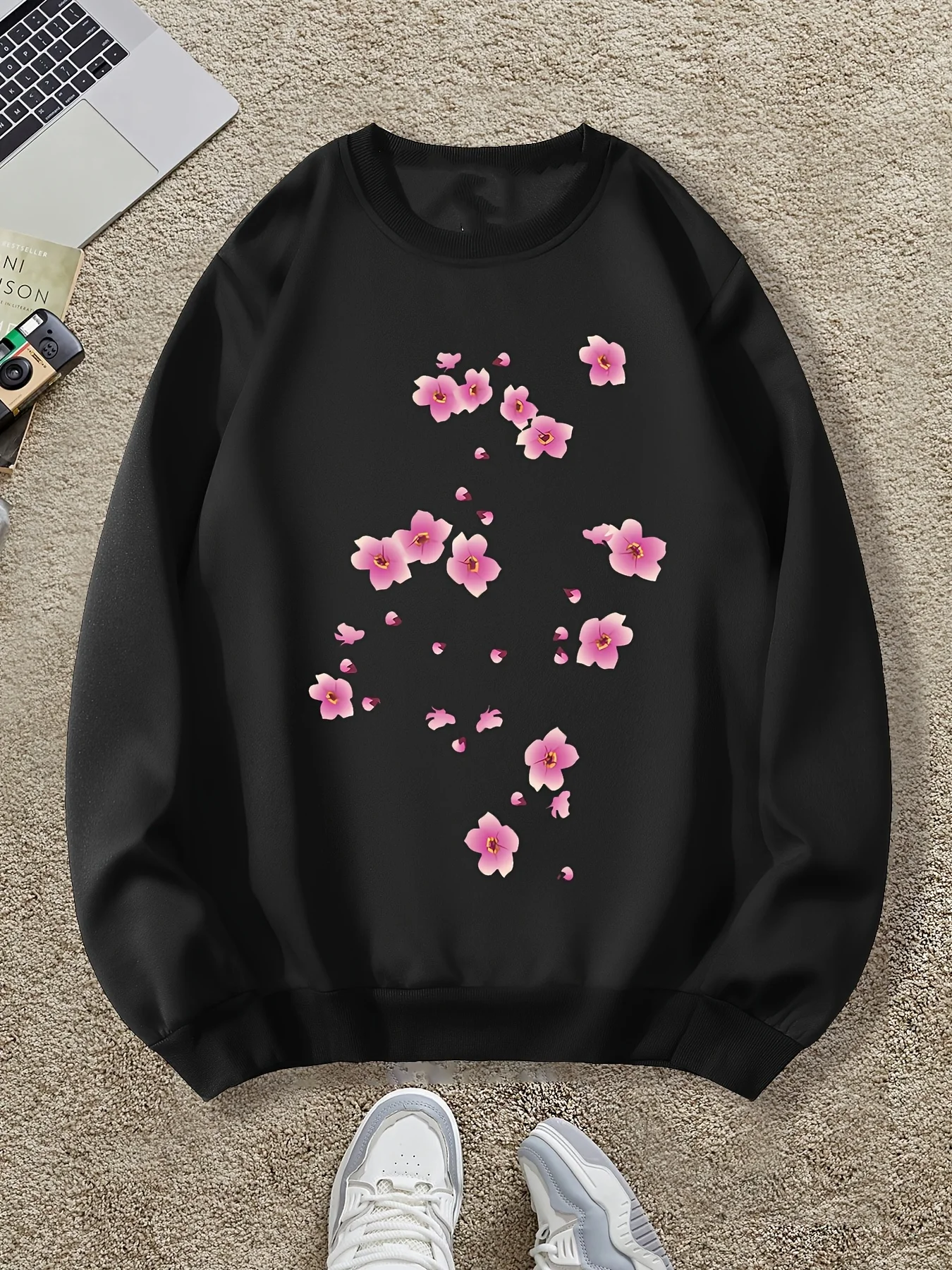 

Осенне-зимняя мужская и женская спортивная одежда с цветочным узором и длинными рукавами, повседневная свободная уличная одежда