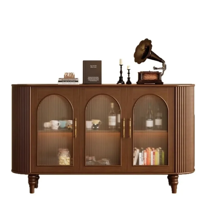 

Retro medieval style dining side , household tea cabinet, storage locker against the wall, light luxury decorative cabinet,